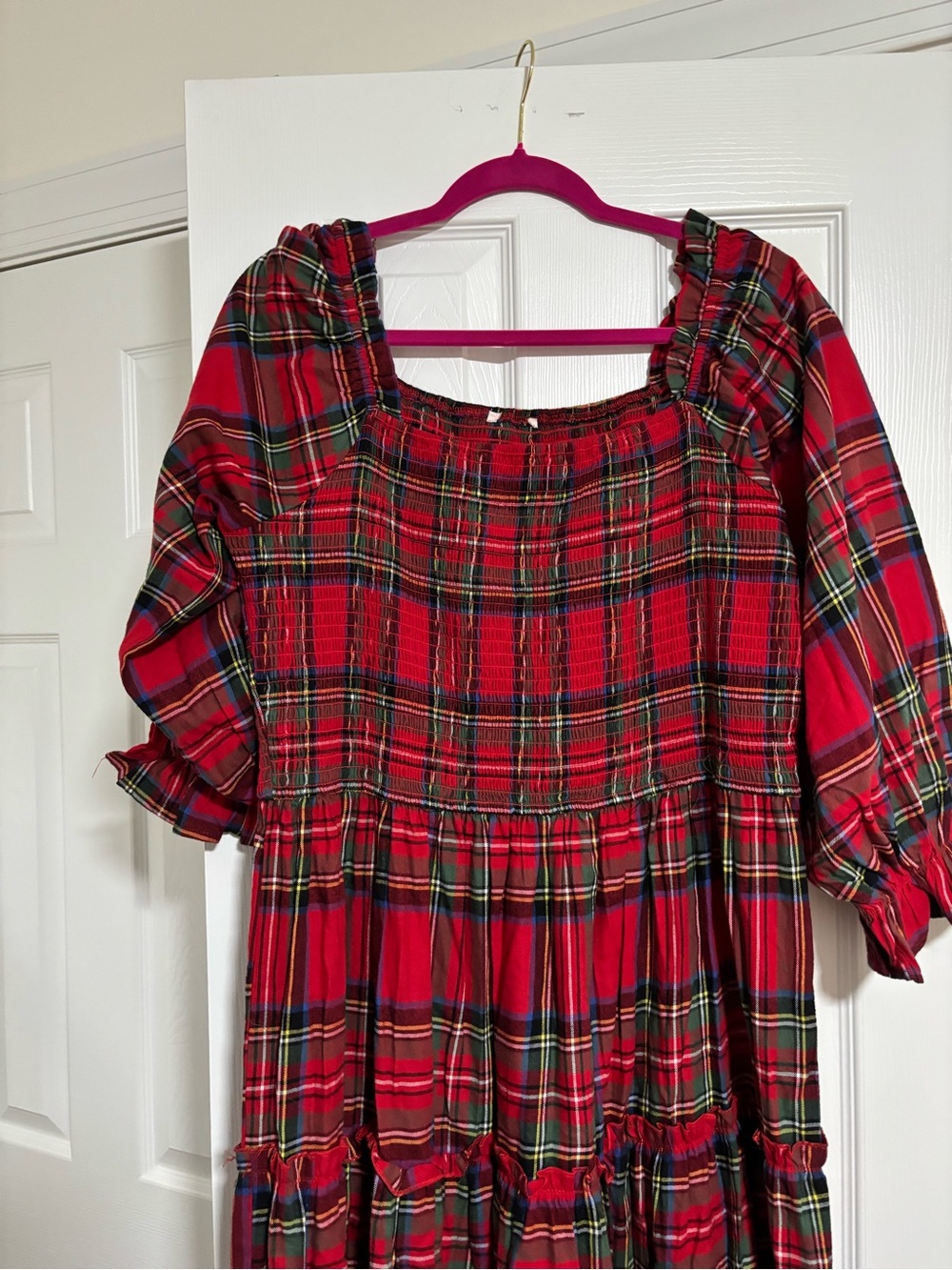 Ivy City Co Red Plaid Midi Dress - Picture 4 of 5